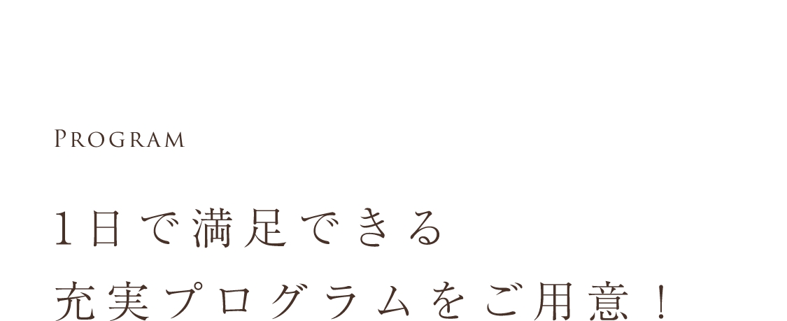 1日で満足できる充実プログラムをご用意！